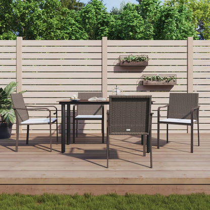 Set Pranzo da Giardino 5pz con Cuscini in Polyrattan e Acciaio