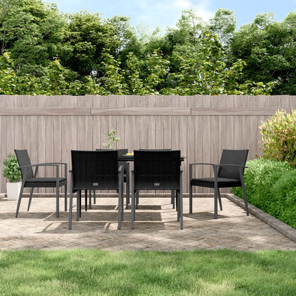 Set Pranzo da Giardino 7 pz con Cuscini in Polyrattan e Acciaio