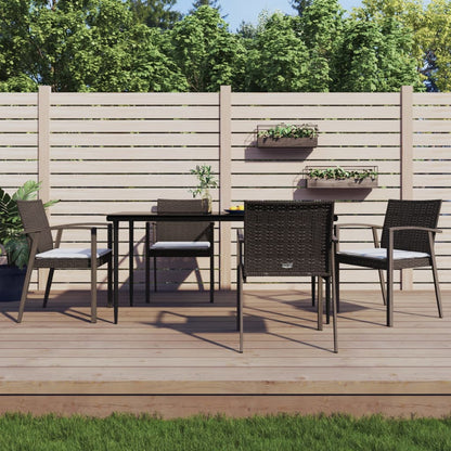 Set Pranzo da Giardino 5pz con Cuscini in Polyrattan e Acciaio