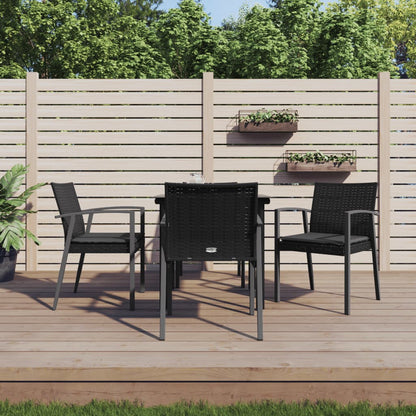 Set Pranzo da Giardino 5pz con Cuscini in Polyrattan e Acciaio