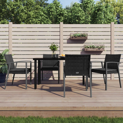 Set Pranzo da Giardino 5pz con Cuscini in Polyrattan e Acciaio