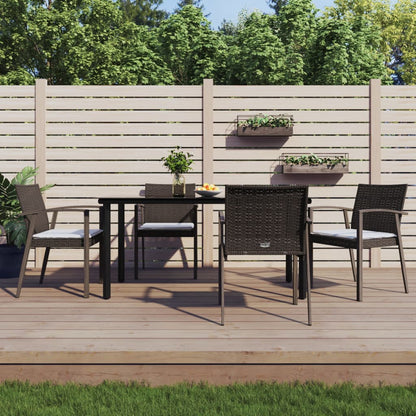 Set Pranzo da Giardino 5pz con Cuscini in Polyrattan e Acciaio
