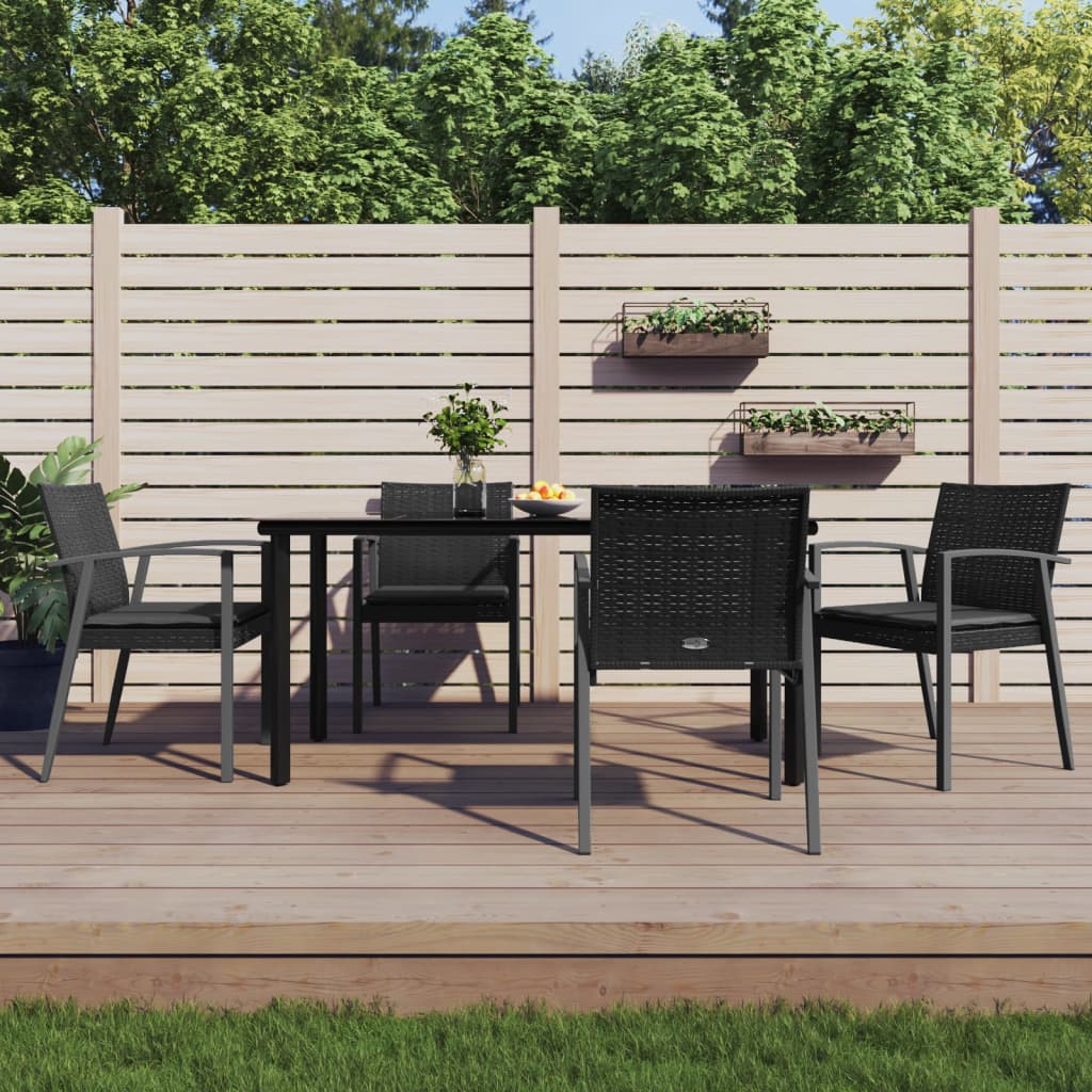 Set Pranzo da Giardino 5pz con Cuscini in Polyrattan e Acciaio