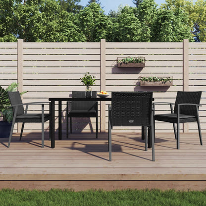 Set Pranzo da Giardino 5pz con Cuscini in Polyrattan e Acciaio