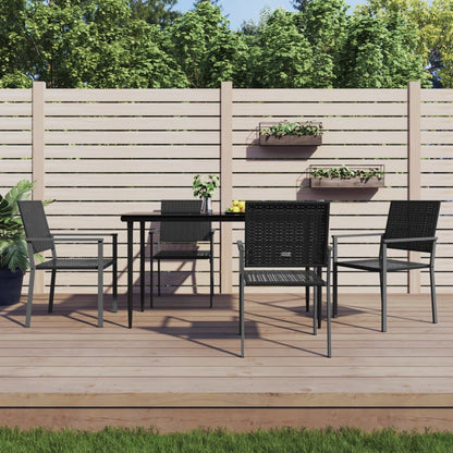 Set da Pranzo da Giardino 5 pz in Polyrattan e Acciaio
