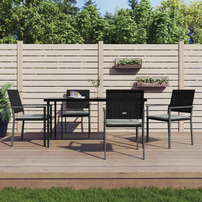 Set Pranzo da Giardino 5pz con Cuscini in Polyrattan e Acciaio