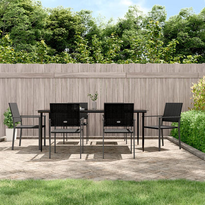 Set da Pranzo da Giardino 7 pz in Polyrattan e Acciaio