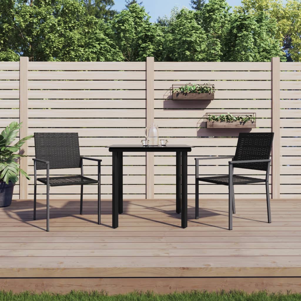 Set da Pranzo da Giardino 3 pz in Polyrattan e Acciaio