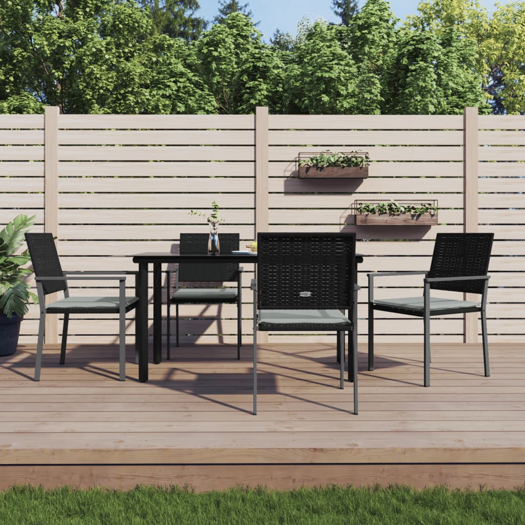 Set Pranzo da Giardino 5pz con Cuscini in Polyrattan e Acciaio