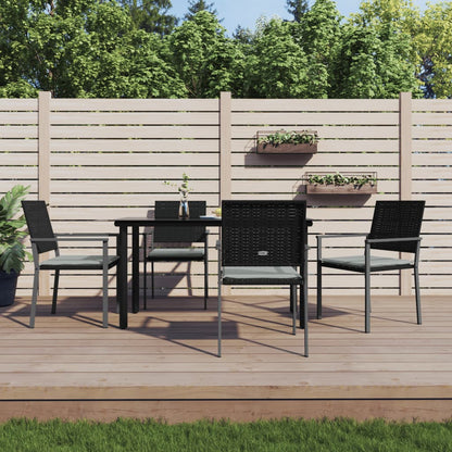 Set Pranzo da Giardino 5pz con Cuscini in Polyrattan e Acciaio