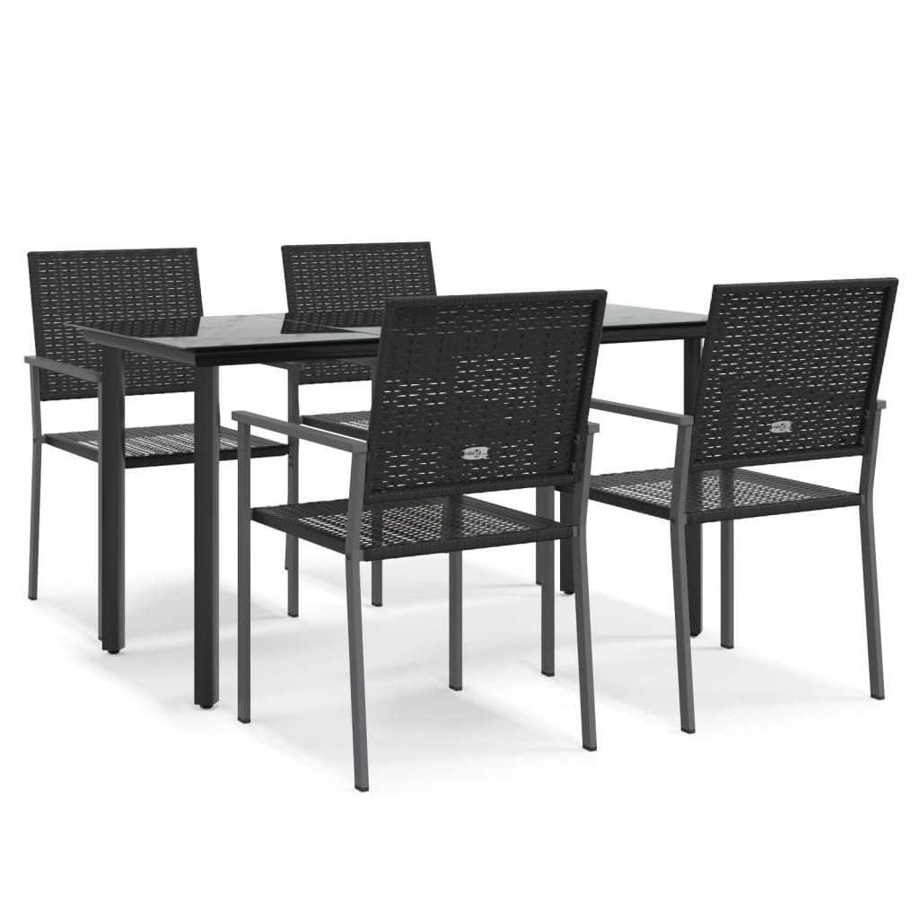 Set da Pranzo da Giardino 5 pz in Polyrattan e Acciaio