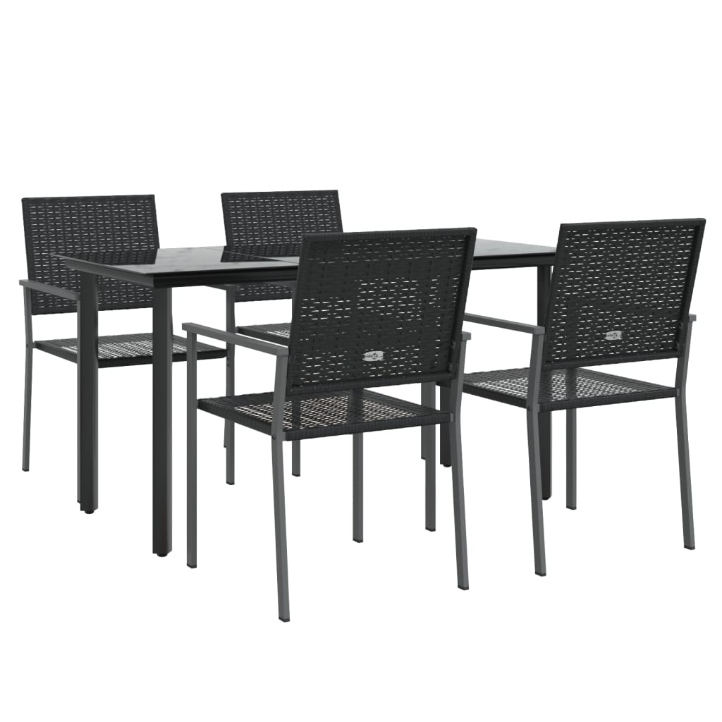 Set da Pranzo da Giardino 5 pz in Polyrattan e Acciaio