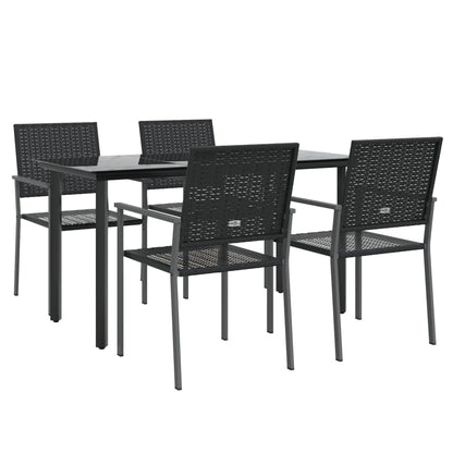 Set da Pranzo da Giardino 5 pz in Polyrattan e Acciaio