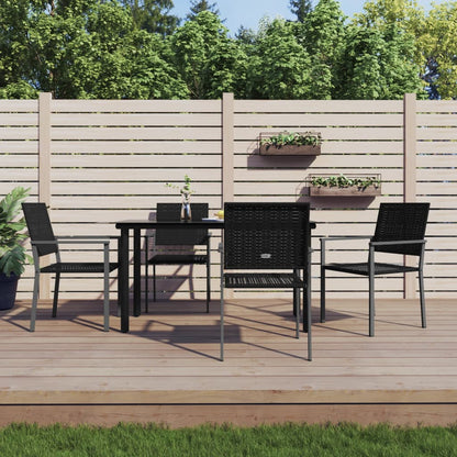 Set da Pranzo da Giardino 5 pz in Polyrattan e Acciaio