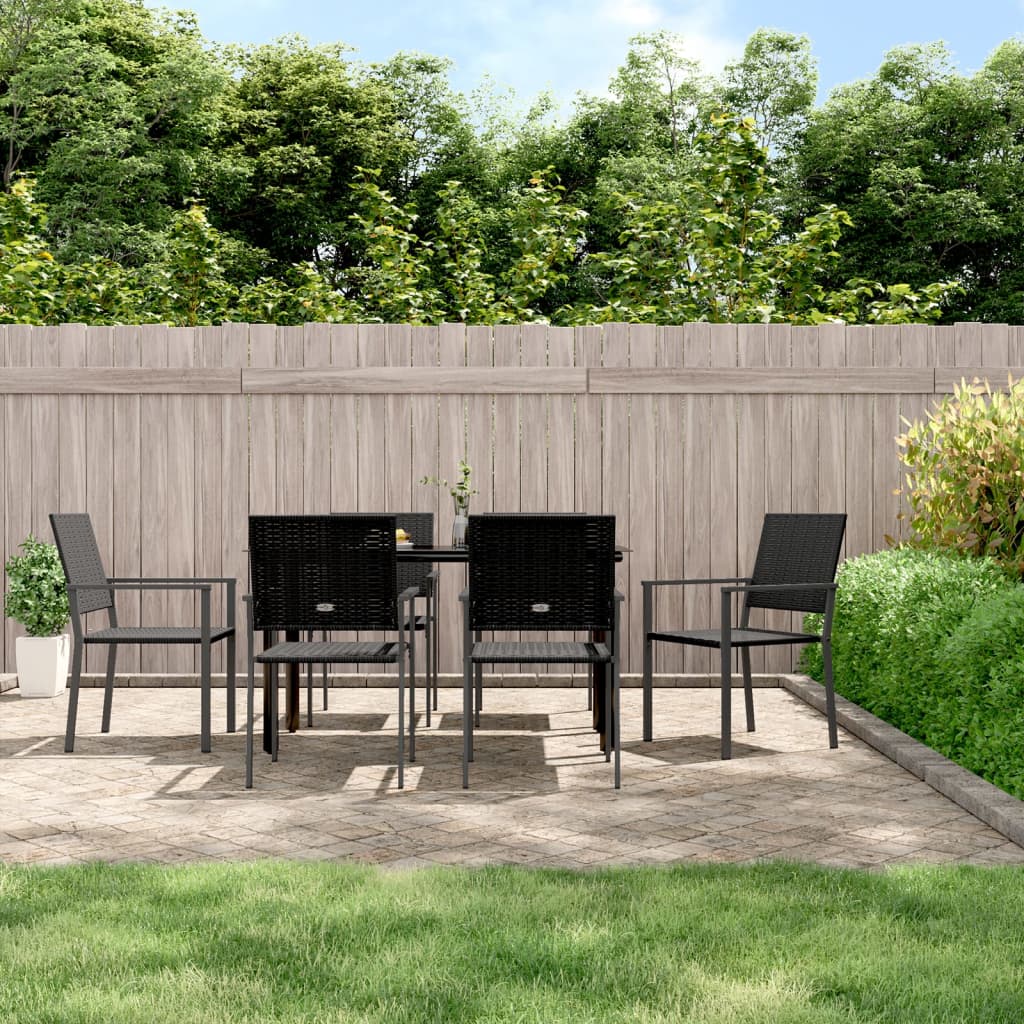 Set da Pranzo da Giardino 7 pz in Polyrattan e Acciaio