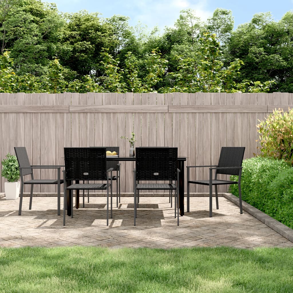 Set da Pranzo da Giardino 7 pz in Polyrattan e Acciaio