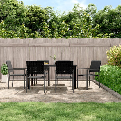 Set da Pranzo da Giardino 7 pz in Polyrattan e Acciaio