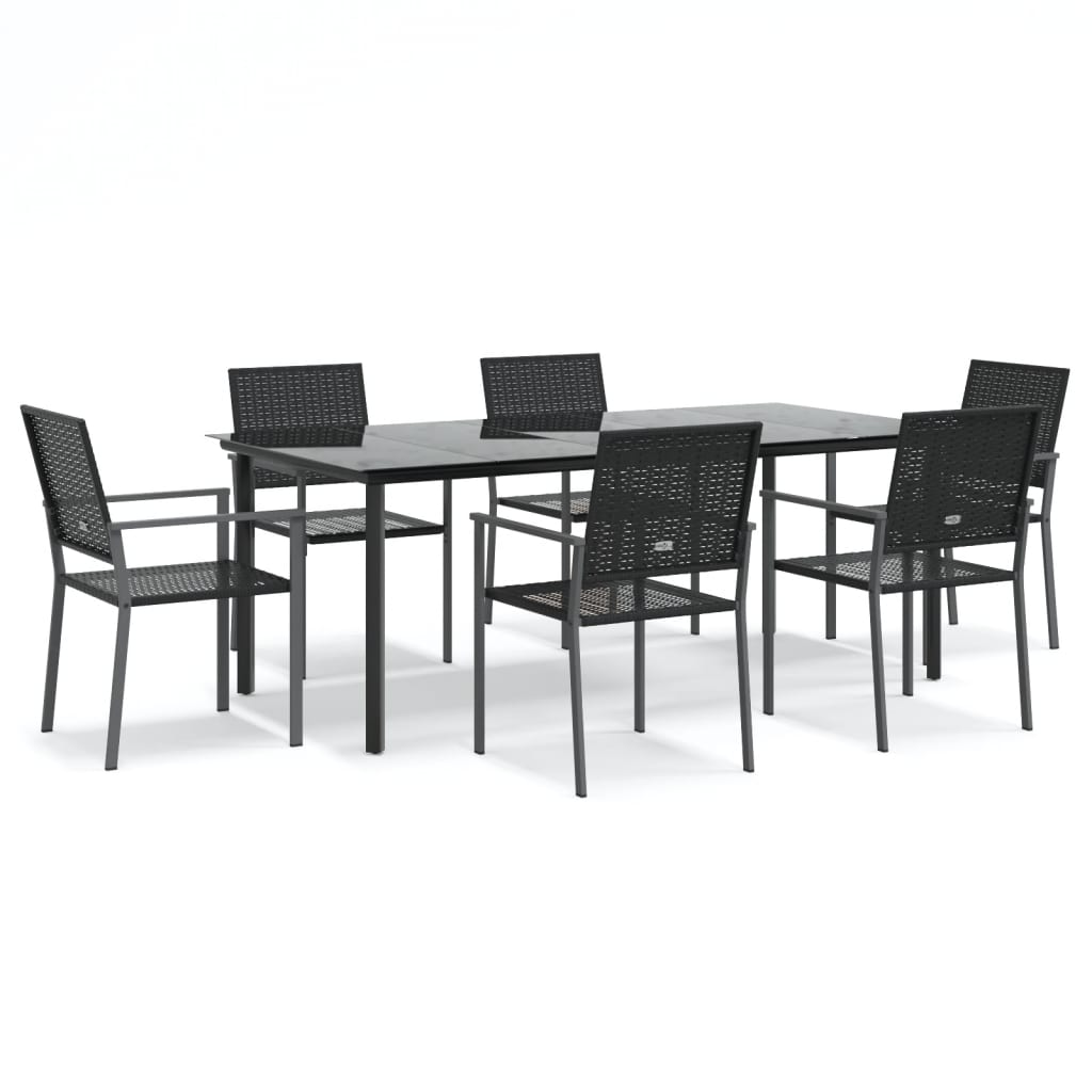 Set da Pranzo da Giardino 7 pz in Polyrattan e Acciaio