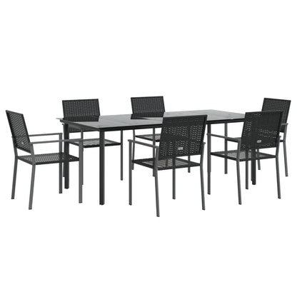 Set da Pranzo da Giardino 7 pz in Polyrattan e Acciaio
