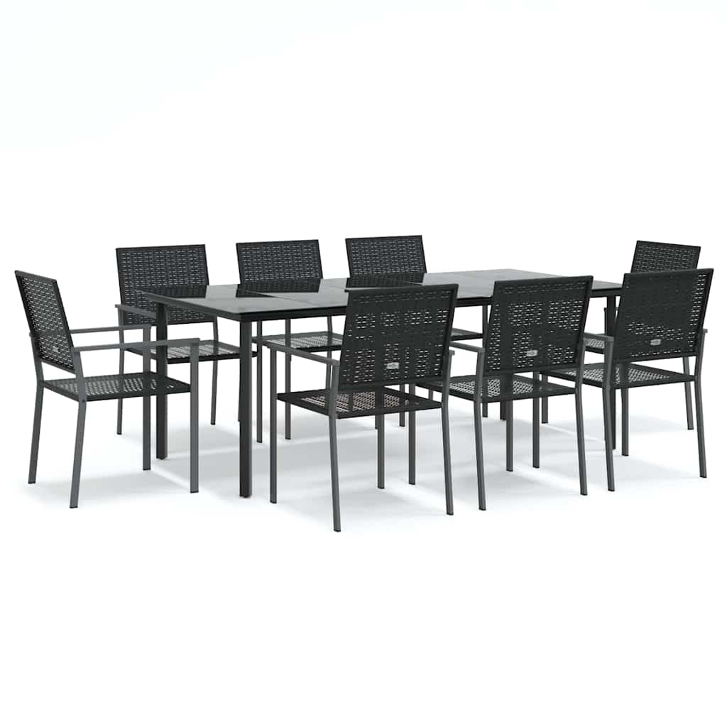 Set da Pranzo da Giardino 9 pz in Polyrattan e Acciaio