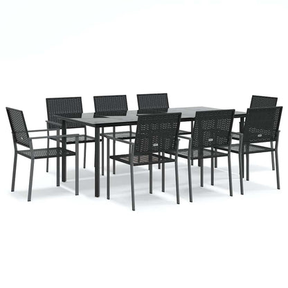 Set da Pranzo da Giardino 9 pz in Polyrattan e Acciaio