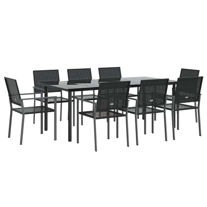 Set da Pranzo da Giardino 9 pz in Polyrattan e Acciaio