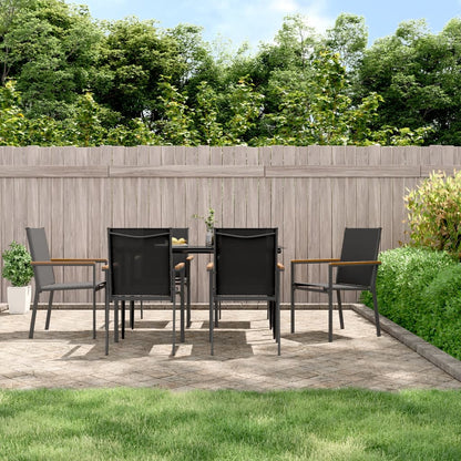 Set da Pranzo da Giardino 7 pz Nero in Textilene e Acciaio