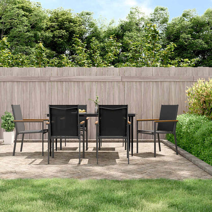 Set da Pranzo da Giardino 7 pz Nero in Textilene e Acciaio