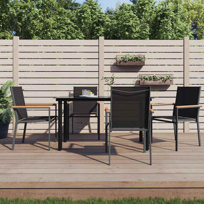 Set da Pranzo da Giardino 5 pz Nero in Textilene e Acciaio