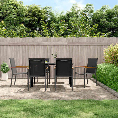 Set da Pranzo da Giardino 7 pz Nero in Textilene e Acciaio