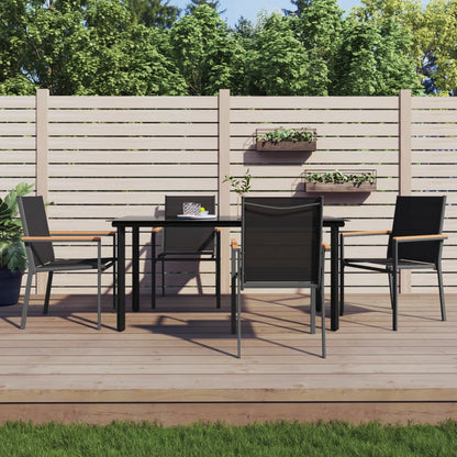 Set da Pranzo da Giardino 5 pz Nero in Textilene e Acciaio