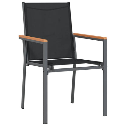 Set da Pranzo da Giardino 7 pz Nero in Textilene e Acciaio