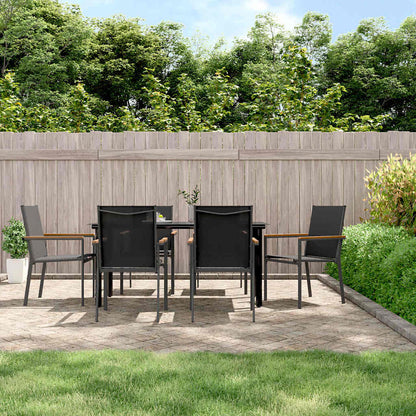Set da Pranzo da Giardino 7 pz Nero in Textilene e Acciaio