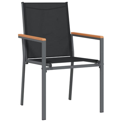 Set da Pranzo da Giardino 7 pz Nero in Textilene e Acciaio