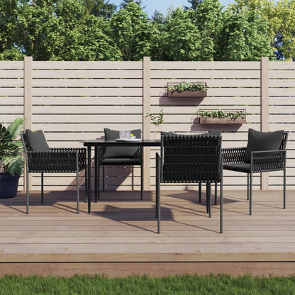 Set Pranzo da Giardino 5pz con Cuscini in Polyrattan e Acciaio