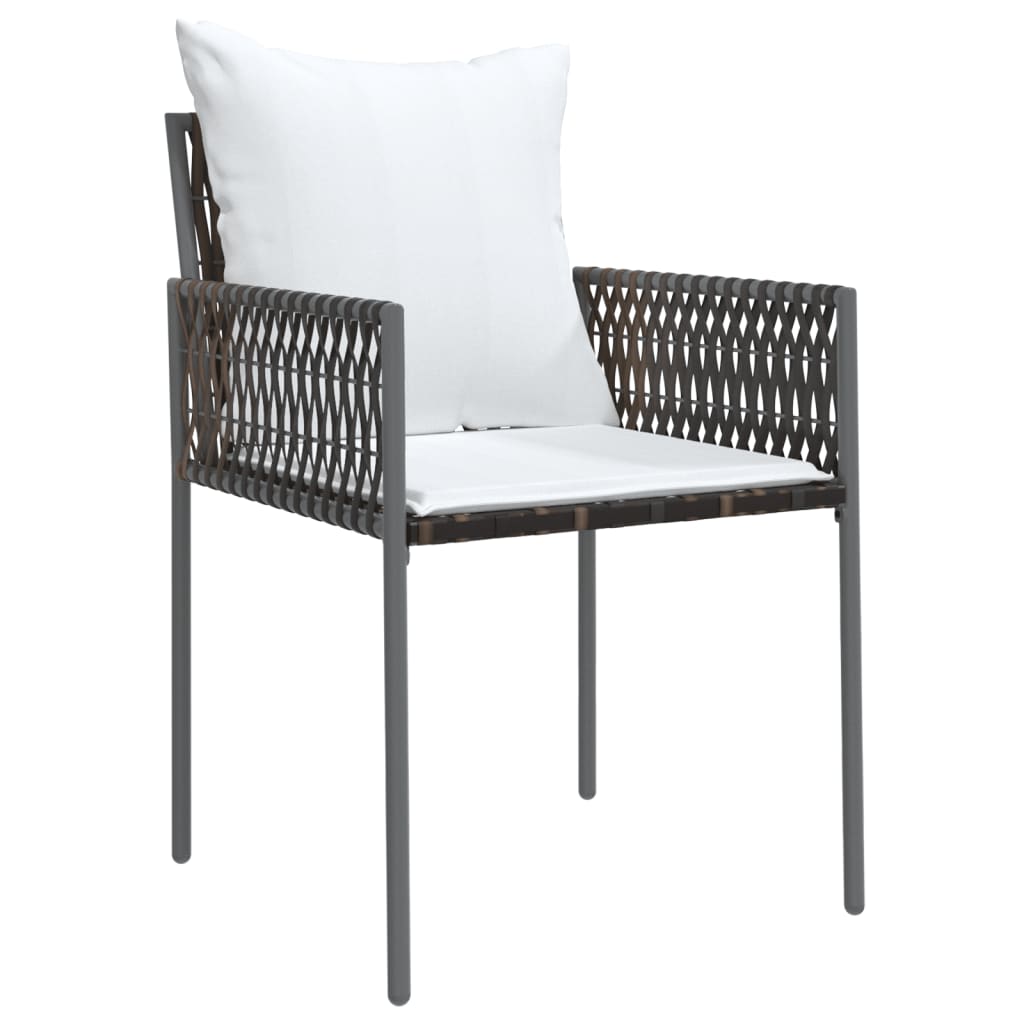 Set Pranzo da Giardino 7 pz con Cuscini in Polyrattan e Acciaio