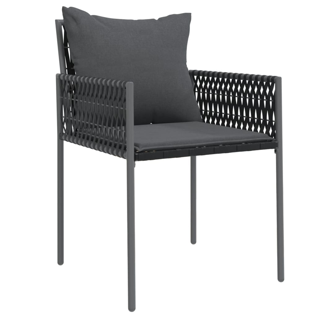 Set Pranzo da Giardino 7 pz con Cuscini in Polyrattan e Acciaio