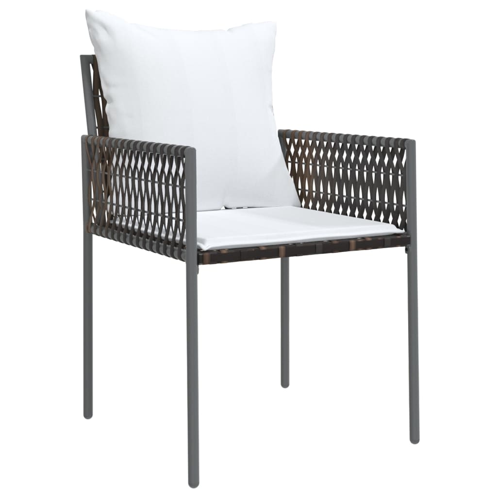 Set Pranzo da Giardino 7 pz con Cuscini in Polyrattan e Acciaio