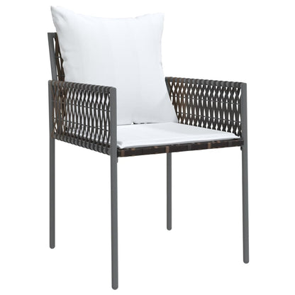 Set Pranzo da Giardino 7 pz con Cuscini in Polyrattan e Acciaio