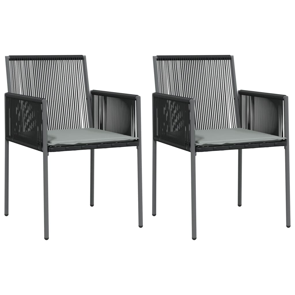 Set Pranzo Giardino 3 pz con Cuscini Polyrattan e Acciaio Nero