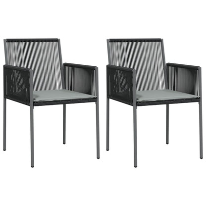 Set Pranzo Giardino 3 pz con Cuscini Polyrattan e Acciaio Nero