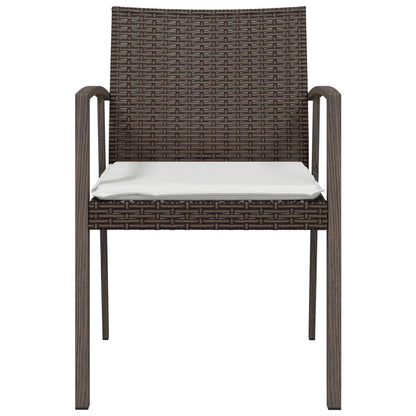 Sedie Giardino con Cuscini 4pz Marroni 56,5x57x83 cm Polyrattan