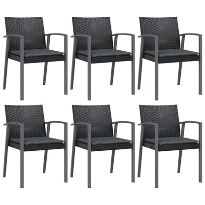 Sedie da Giardino con Cuscini 6pz Nere 56,5x57x83 cm Polyrattan