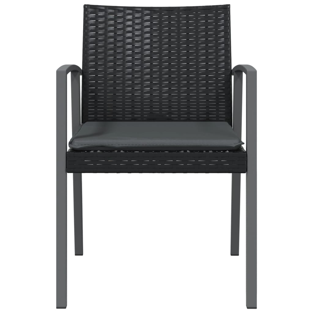 Sedie da Giardino con Cuscini 6pz Nere 56,5x57x83 cm Polyrattan