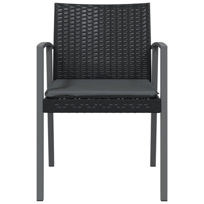 Sedie da Giardino con Cuscini 6pz Nere 56,5x57x83 cm Polyrattan