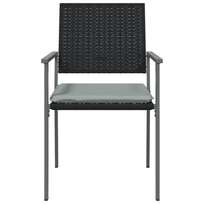 Sedie da Giardino con Cuscini 4pz Nere 54x62,5x89 cm Polyrattan