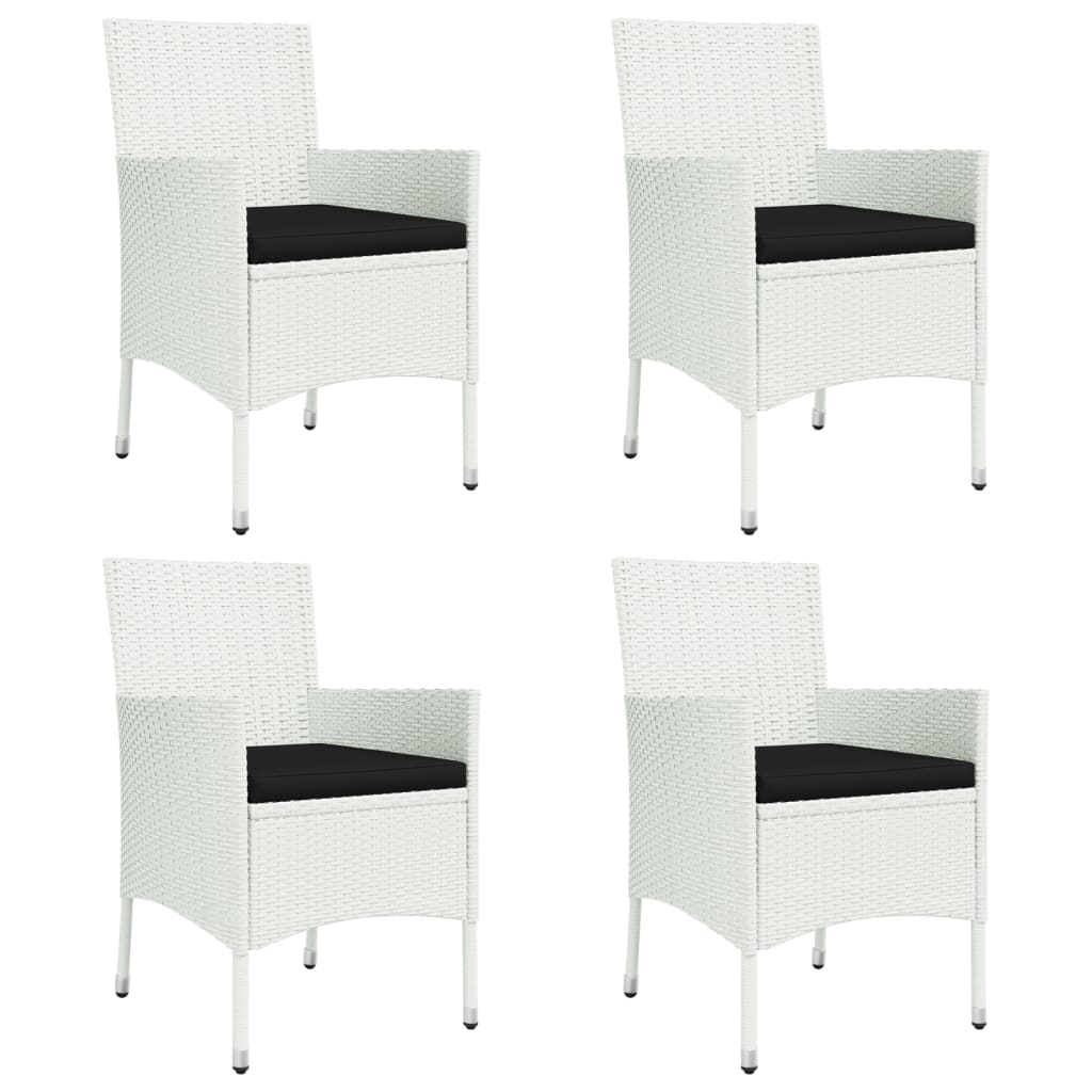 Set da Pranzo da Giardino 5 pz con Cuscini in Polyrattan Bianco