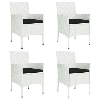 Set da Pranzo da Giardino 5 pz con Cuscini in Polyrattan Bianco