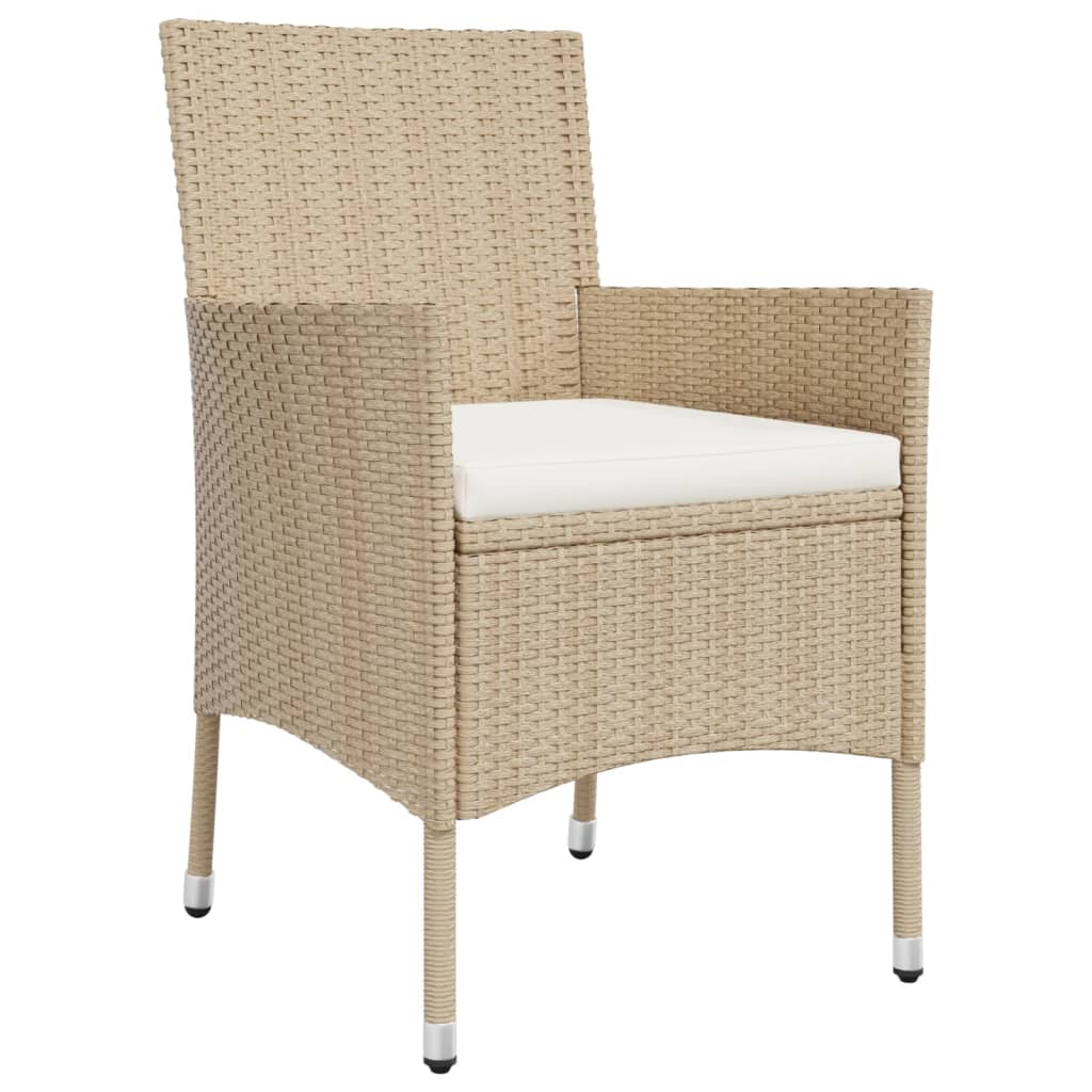 Set da Pranzo da Giardino 9 pz con Cuscini Beige in Polyrattan