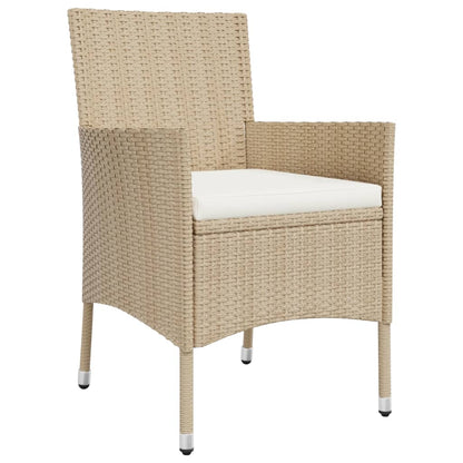 Set da Pranzo da Giardino 9 pz con Cuscini Beige in Polyrattan